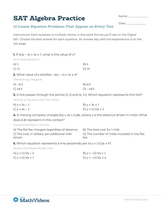 10 SAT Linear Equation Problems