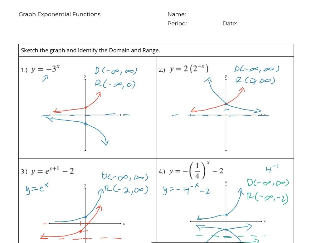 Exponential and Logarithmic Functions Practice with Solutions – My Store